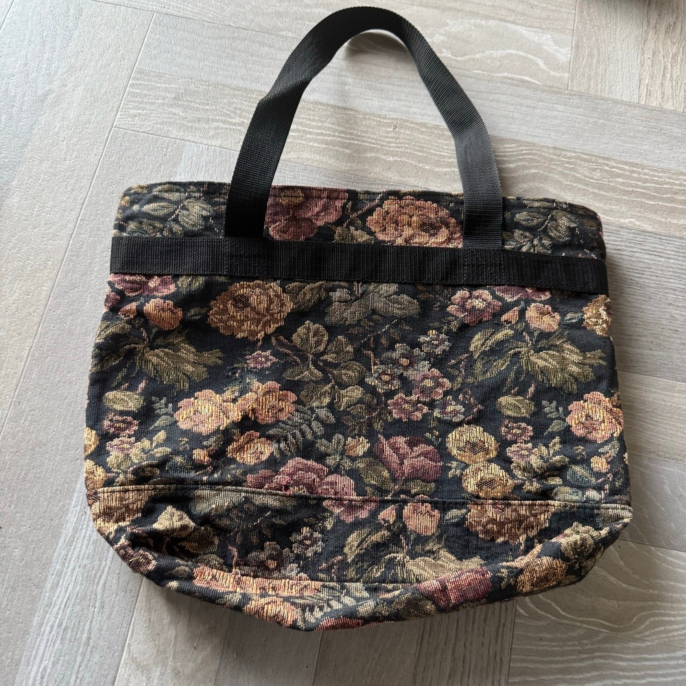 American Uni Floral Tapestry Tote Bag Purse Travel Carry On Shoulder - Picture 6 of 8